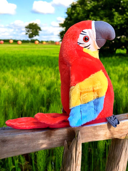 GADAJĄCA PAPUGA ARA ZABAWKA PLUSZOWA MÓWI POWTARZA INTERAKTYWNA MASKOTKA