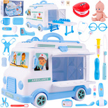 ZESTAW LEKARSKI AMBULANS AUTO KARETKA ZABAWKA DLA DZIECI Z LALKĄ I NOSZAMI