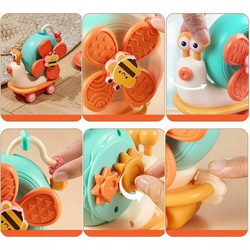 ŚLIMAK JEŻDZĄCY SENSORYCZNY DLA DZIECI ZABAWKA DO KĄPIELI WIATRAK z ssawką