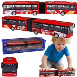 METALOWY AUTOBUS MIEJSKI PRZEGUBOWY 23 CM CZERWONY MODEL ZABAWKA DLA DZIECI