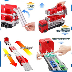 CIĘŻARÓWKA TRANSPORTER ZESTAW AUTEK TOR WYŚCIGOWY 165,5CM LAWETA Z AUTKAMI