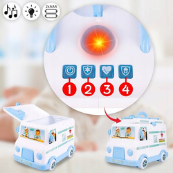 ZESTAW LEKARSKI AMBULANS AUTO KARETKA ZABAWKA DLA DZIECI Z LALKĄ I NOSZAMI