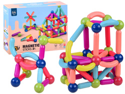 Kolorowe Klocki magnetyczne 64el dla dzieci ZA3827