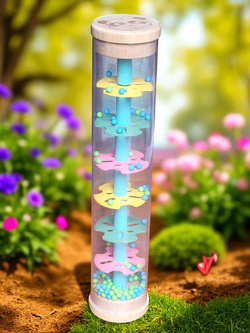 GRZECHOTKA DESZCZOWNICA TUBA Z KULKAMI MARAKAS DREWNIANA ZABAWKA MUZYCZNA