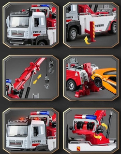 CIĘŻARÓWKA Z DŹWIGIEM METALOWY MODEL AUTA AUTO LAWETA POMOC DROGOWA DŹWIG