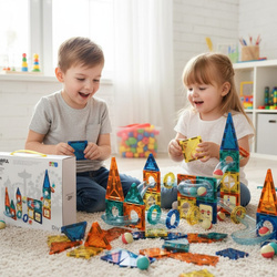 KLOCKI KONSTRUKCYJNE MAGNETYCZNE ZESTAW KLOCKÓW MAGNETYCZNYCH TOR DLA KULEK