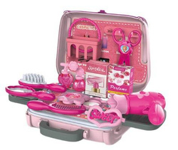 SALON PIĘKNOŚCI KUFEREK ZESTAW W WALIZCE TOREBKA I PASEK DLA DZIECI 24 EL.