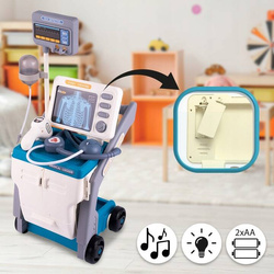 MAŁY DOKTOR LEKARZ DLA DZIECI DUŻY ZESTAW LEKARSKI RENTGEN EKG NA WÓZKU