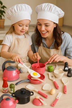 ZESTAW KUCHENNY DLA DZIECI NACZYNIA DO ZABAWY KUCHNIA ZABAWKA GARNKI CZAJNI