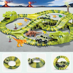 TOR WYŚCIGOWY Elastyczny Dino Park XXL DINOZAUR JURASSIC NA BATERIĘ KOLEJKA