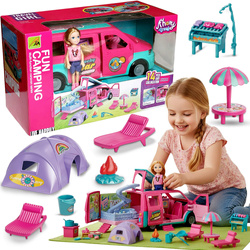 WAKACYJNY KAMPER MARZEŃ Z LALKA DOMEK LALEK BASEN AUTO ZABAWKA DZIEWCZYNKI