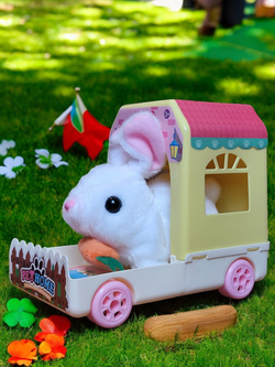 CHODZĄCY KRÓLIK ZAJĄCZEK W DOMKU PET HOME CHODZI RUSZA USZAMI I PYSZCZKIEM