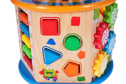 SORTER KOSTKA DREWNIANA SENSORYCZNA SKRZYNKA EDUKACYJNA DLA DZIECI 8W1
