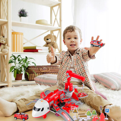 SAMOLOT ROZKŁADANY DUŻY PARKING DŹWIG 4X SAMOCHODY STRAŻ POŻARNA LOTNISKO