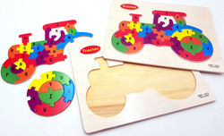 TRAKTOR Puzzle KLOCKI DREWNIANE dla dzieci LITERKI