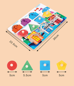 TABLICA SENSORYCZNA DREWNIANA Z ZAMKAMI DO ODKRYWANIA MOTORYKI DZIECKA