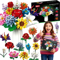 DUŻY BUKIET KWIATÓW KLOCKI KONSTRUKCYJNE 1064 KWIATY RÓŻA KLOCKI DLA DZIECI