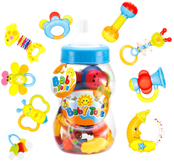 ZESTAW GRZECHOTEK GRZECHOTKI W BUTELCE ZABAWEK DLA DZIECI NIEMOWLĄT KLUCZE