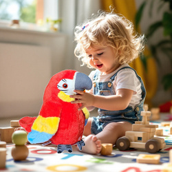 GADAJĄCA PAPUGA ARA ZABAWKA PLUSZOWA MÓWI POWTARZA INTERAKTYWNA MASKOTKA