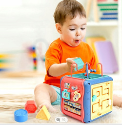 MULTI KOSTKA ZABAWKA SENSORYCZNA SORTER KLOCKI ZEGAR PREZENT DLA DZIECKA