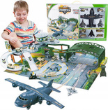 BAZA WOJSKOWA LOTNISKO Z SAMOLOTEM I POJAZDAMI WIEŻA KONTROLNA WOJSKO AUTA