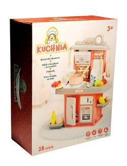 KUCHNIA ZABAWKA DLA DZIECI Z AKCESORIAMI AGD I KRANEM WODA NA BATERIE 28el.
