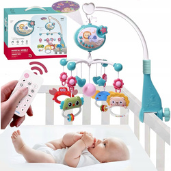 DZIECIĘCA KARUZELA DO ŁÓŻECZKA KARUZELKA Z PROJEKTOR LED POZYTYWKA NA PILOT