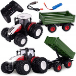 DUŻY TRAKTOR Z PRZYCZEPĄ CIĄGNIK ZDALNIE STEROWANY NA PILOT RC ŚWIATŁA LED