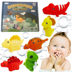 ŚWIECĄCE DINOZAURY ZABAWKI DO KĄPIELI WODY WANNY DLA DZIECI PŁYWAJĄCE 6szt