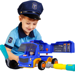 AUTO POLICJA RADIOWÓZ DO SKRĘCANIA FIGURKA KIEROWCY ŚRUBOKRĘTY ŚWIATŁO DŹW.