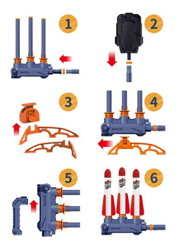WYRZUTNIA PISTOLET rakiet piankowych z POMPKA ZESTAW 2w1 Zabawka DLA DZIECI
