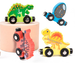 Kolejka Drewniana DINO Pociąg na Magnes DINOZAURY Wagony Zestaw dla Dzieci