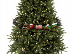 ŚWIĄTECZNY POCIĄG KOLEJKA I TORY MIKOŁAJ NA CHOINKĘ POD OZDOBA LED DŹWIĘKI