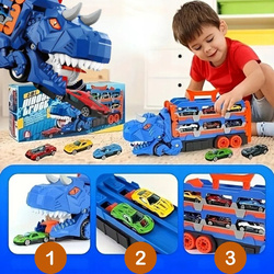 Ciężarówka Dinozaur 3w1 Tor Wyścigowy Wyrzutnia Autek Schowek 6 Resoraków