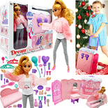 DOMEK DLA LALEK rozkładany otwierany DOMEK na kółkach WALIZKA Lalki LALKA