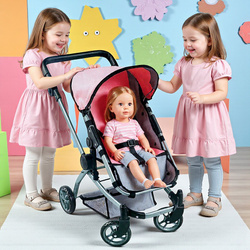 WÓZEK GONDOLA DLA LALEK LALKI GŁĘBOKI SPACEROWY ZABAWKA 2W1  DUŻE KÓŁKA