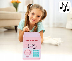 SKARBONKA SEJF ŚWINKA BANK NA BANKNOTY MONETY KOD ZABAWKA DLA DZIECI RÓŻOWA