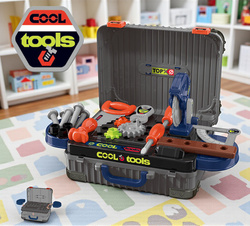 STÓŁ WARSZTAT DZIECIĘCY ZESTAW NARZĘDZIA WALIZKA ZABAWKI DLA DZIECI CHŁOPCA