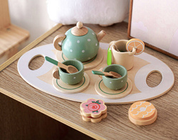 Zestaw do herbatki zabawy w herbatkę drewniany serwis zabawka dla dzieci