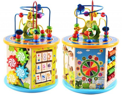 SORTER KOSTKA DREWNIANA SENSORYCZNA SKRZYNKA EDUKACYJNA DLA DZIECI 8W1