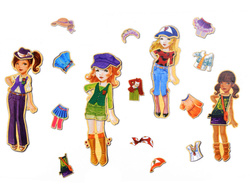 Drewniane Puzzle magnetyczne Ubranka Moda ubieranka 4 modelki ZA4807
