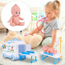 ZESTAW LEKARSKI AMBULANS AUTO KARETKA ZABAWKA DLA DZIECI Z LALKĄ I NOSZAMI