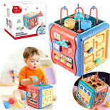 MULTI KOSTKA ZABAWKA SENSORYCZNA SORTER KLOCKI ZEGAR PREZENT DLA DZIECKA