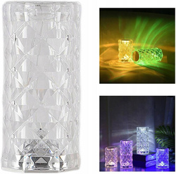 KRYSZTAŁOWA LAMPKA NOCNA LED NA USB AKUMULATOR PILOT DOTYK PROJEKTOR 12 KOL