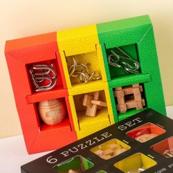 Zestaw łamigłówek 6 szt układanki klocki puzzle 3D logiczne dla dzieci