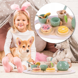 ZESTAW DO HERBATKI HERBATY DREWNIANY DO ZABAWY DLA DZIECI IMBRYCZEK TACKA