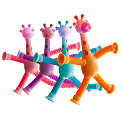 SENSORYCZNA ŻYRAFA LED ROZCIĄGAJĄCE RURKI SENSORYCZNE PRZYSSAWKI DO ZABAWY