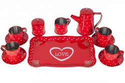 ZESTAW DO HERBATY HERBATKI SERWIS KAWOWY METALOWY DLA DZIECI FILIŻANKI
