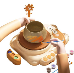 KREATYWNY ZESTAW KOŁO GARNCARSKIE FARBKI CERAMIKA GLINA DLA DZIECI