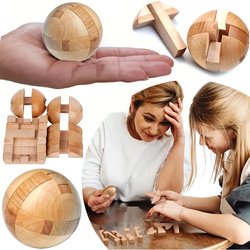 DREWNIANE PUZZLE MAGICZNA KULA 3D PIŁKA ZABAWKA GRA DLA DZIECI KLOCKI
